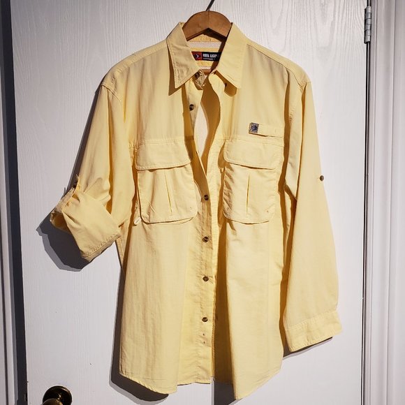 Men's Performance Clothing Sports Fishing Shirt Yellow Med in Mint Condition - Picture 1 of 6